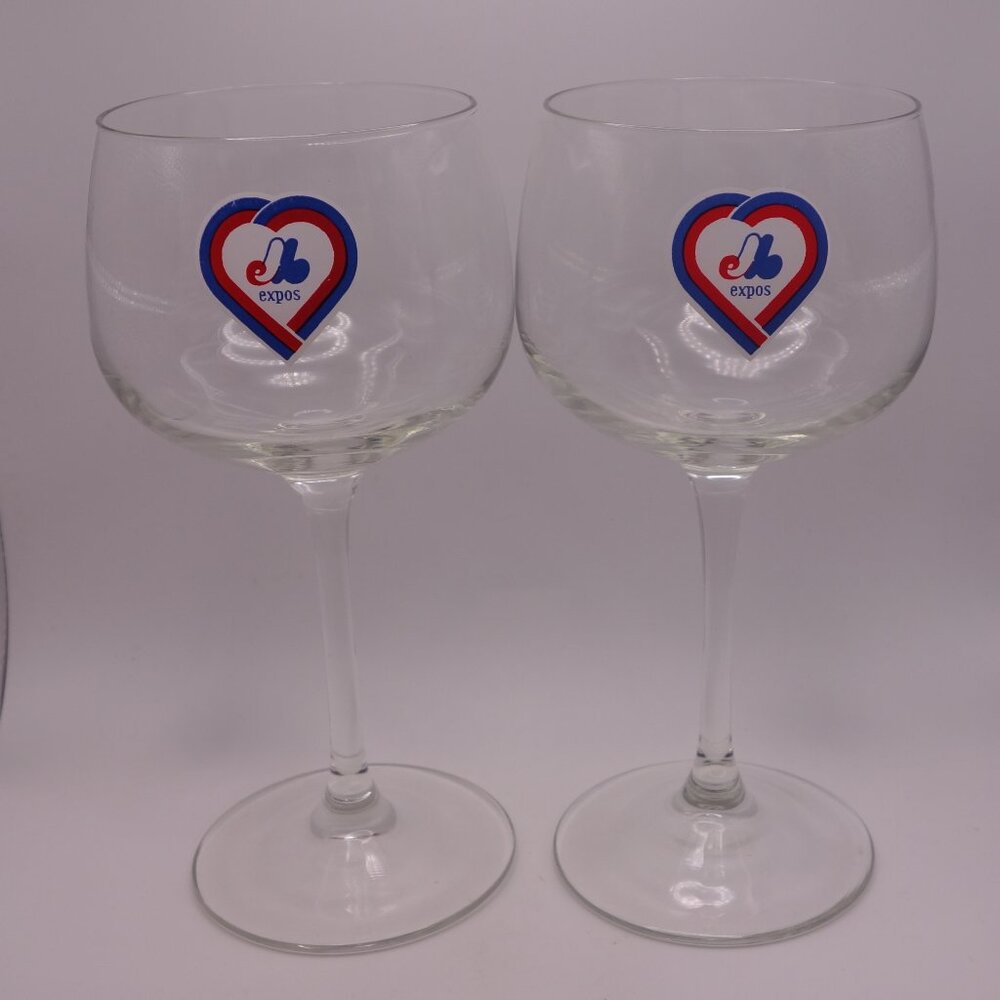 Set of Two(2) Vintage Heart Montreal Expos France Wine Glasses